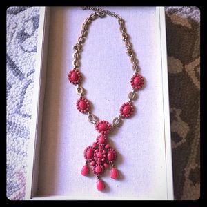 Stella & Dot Gold Necklace with Red Gems